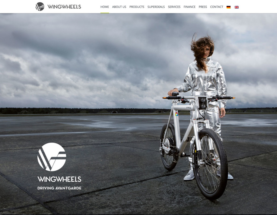Screenshot der Startseite von wingwheels